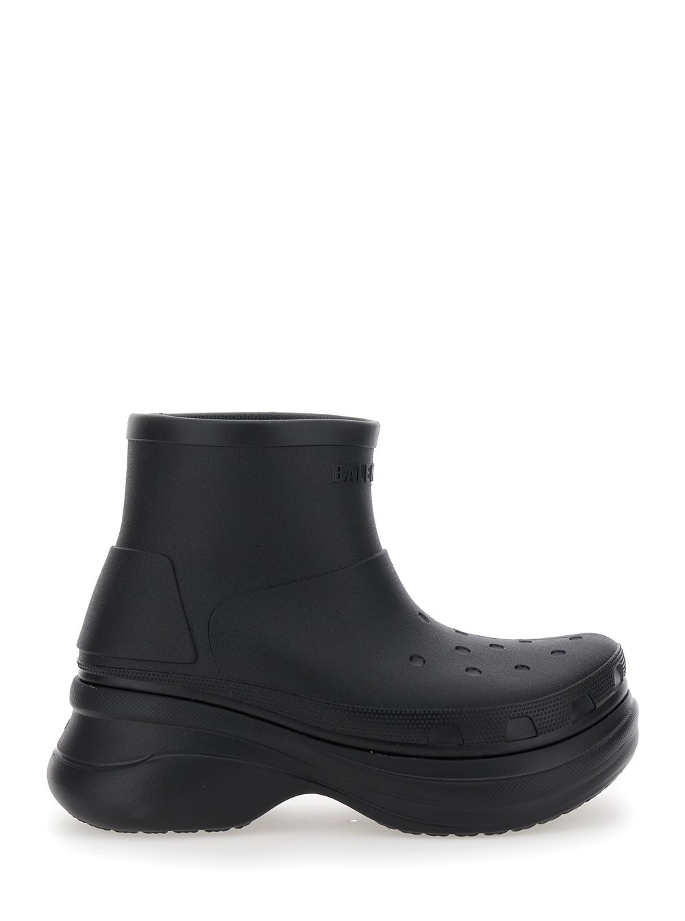 Balenciaga Stivaletti 'Crocs' con Logo Goffrato sul Fronte in Tessuto Tecnico Neri Uomo