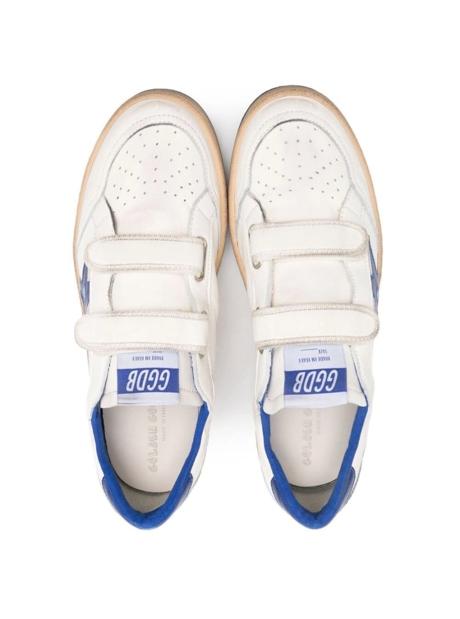 Golden goose kids Sneaker 'Ballstar' con Patch Stella in Pelle Bianca e Blu Bambino, view 3
