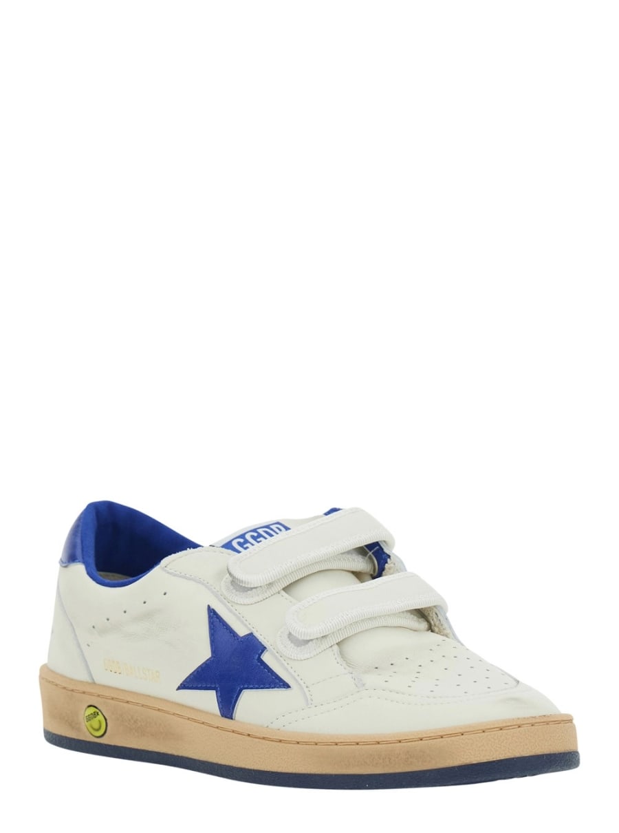 Golden goose kids Sneaker 'Ballstar' con Patch Stella in Pelle Bianca e Blu Bambino, view 4