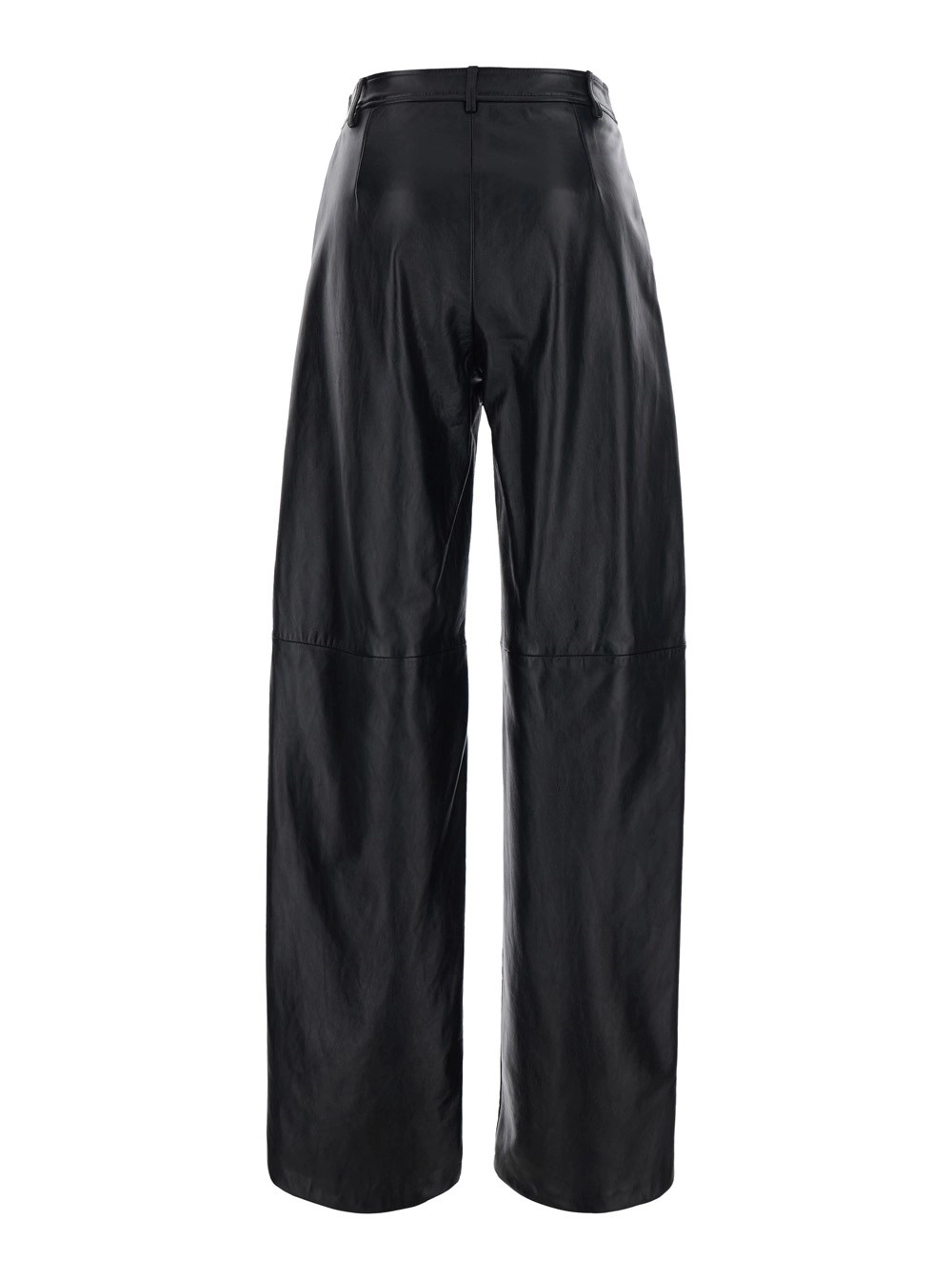 Max Mara Studio Pantaloni 'Legno' con Chiusura con Bottone e Zip sul Fronte in Pelle Neri Donna, view 2