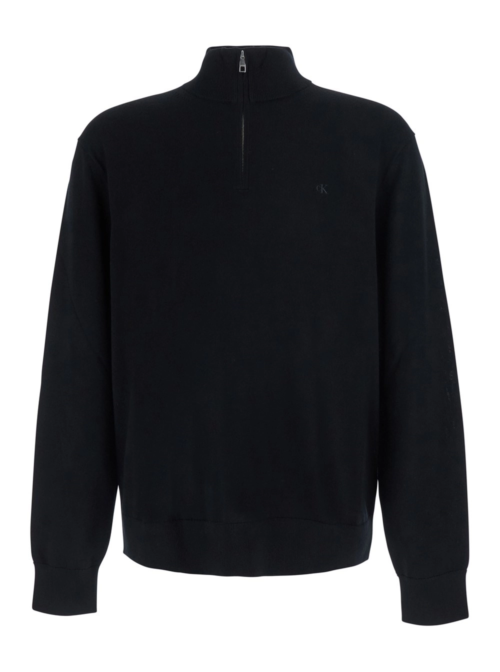 Calvin klein MEZZA ZIP MERINOS con collo a zip e maniche lunghe in lana Nero Uomo