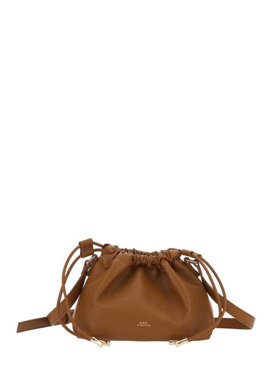 A.P.C. Borsa a Tracolla 'Ninon Mini' con Logo Inciso sul Fronte e Tracolla Regolabile in Ecopelle Marrone Donna