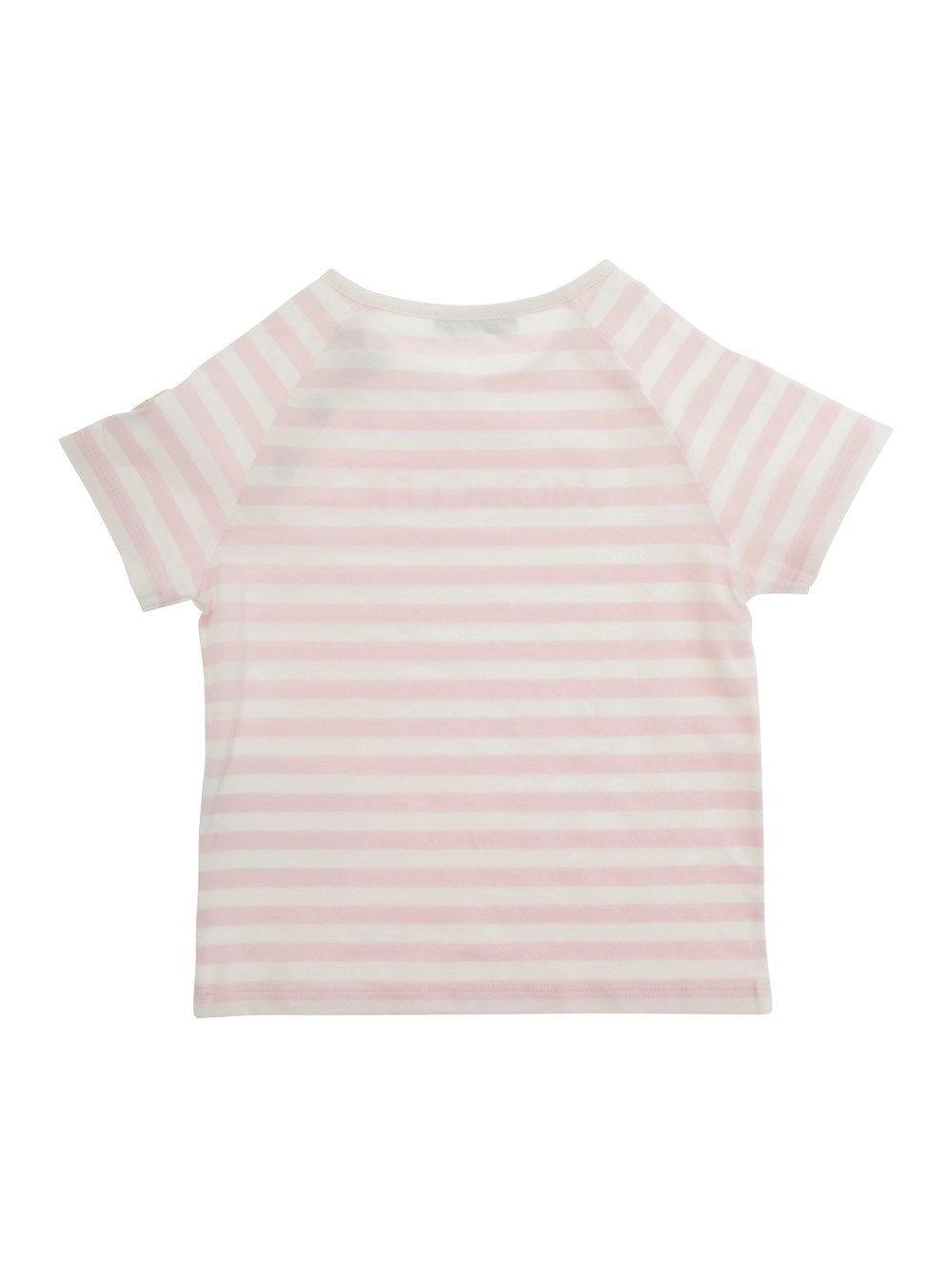 Moncler kids T-shirt girocollo con chiusura con bottoni sul collo e motivo a righe all-over in cotone rosa baby, view 2