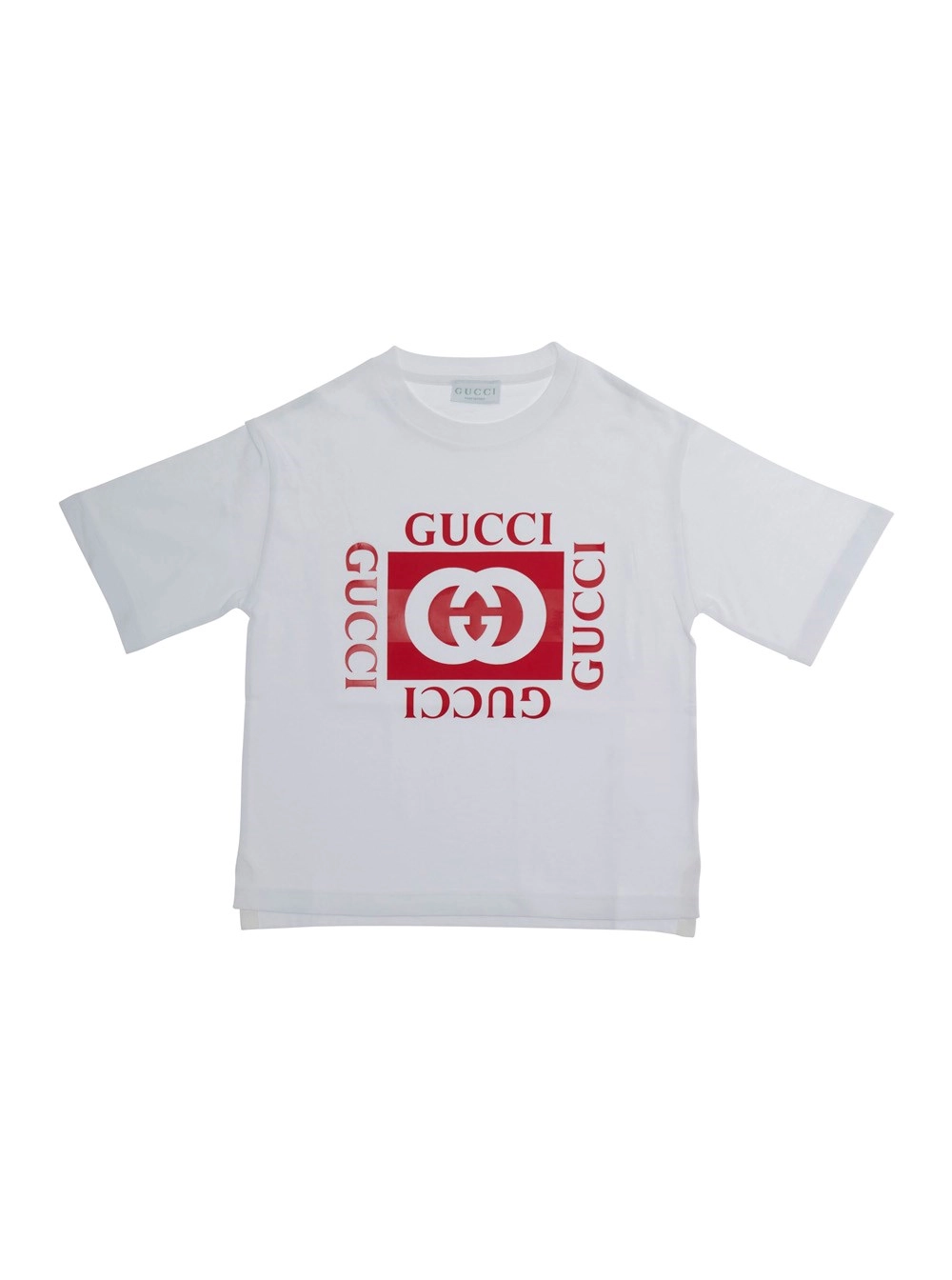 Gucci kids T-Shirt con Logo sul Fronte in Cotone Bianca Bambino