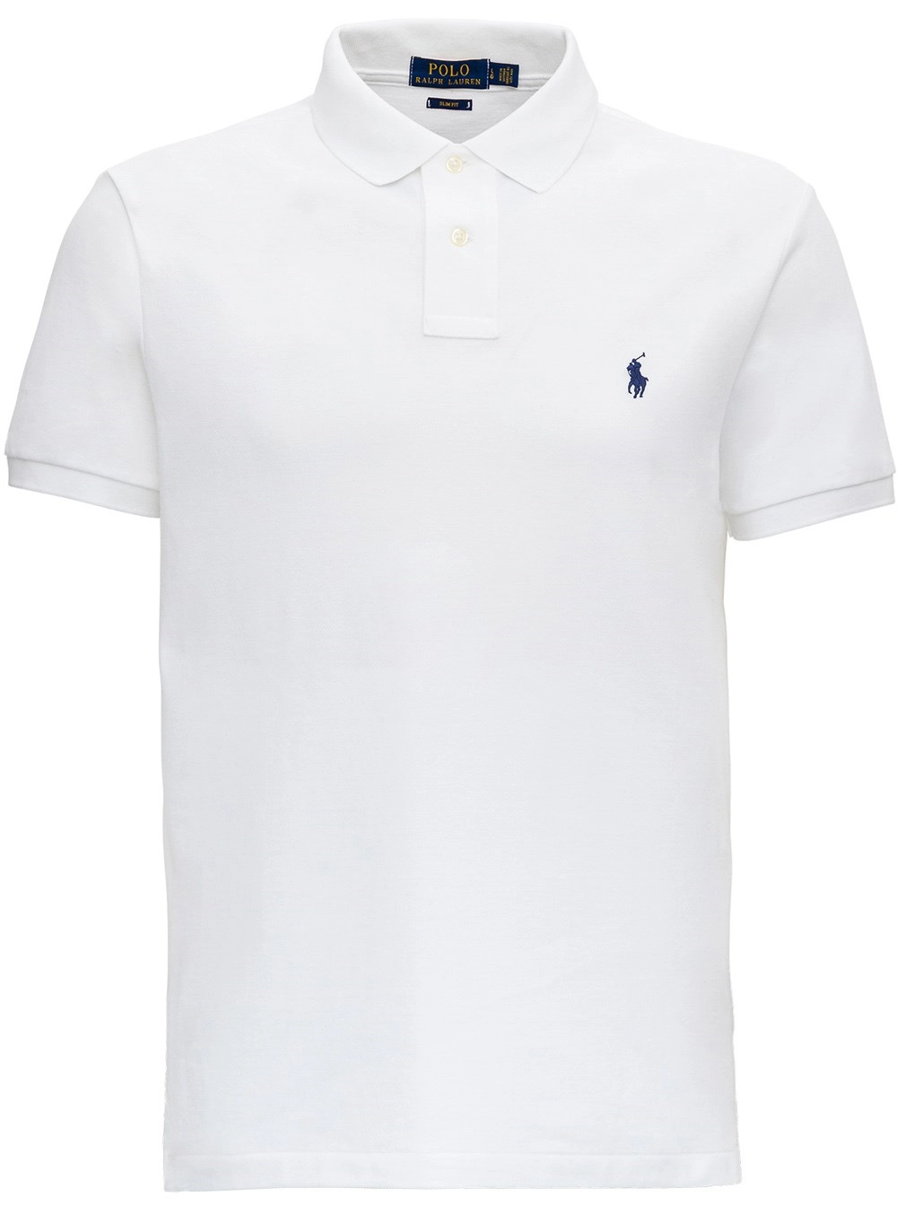 Polo Ralph Lauren Polo "Slim Fit" con Colletto Classico e Ricamo Cavallino sul Fronte in Cotone Bianca Uomo