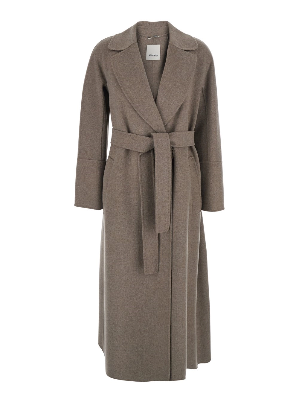 'S Max Mara Cappotto 'Elisa' con Revers Classici Ampi e Cintura in Vita in Lana Marrone donna