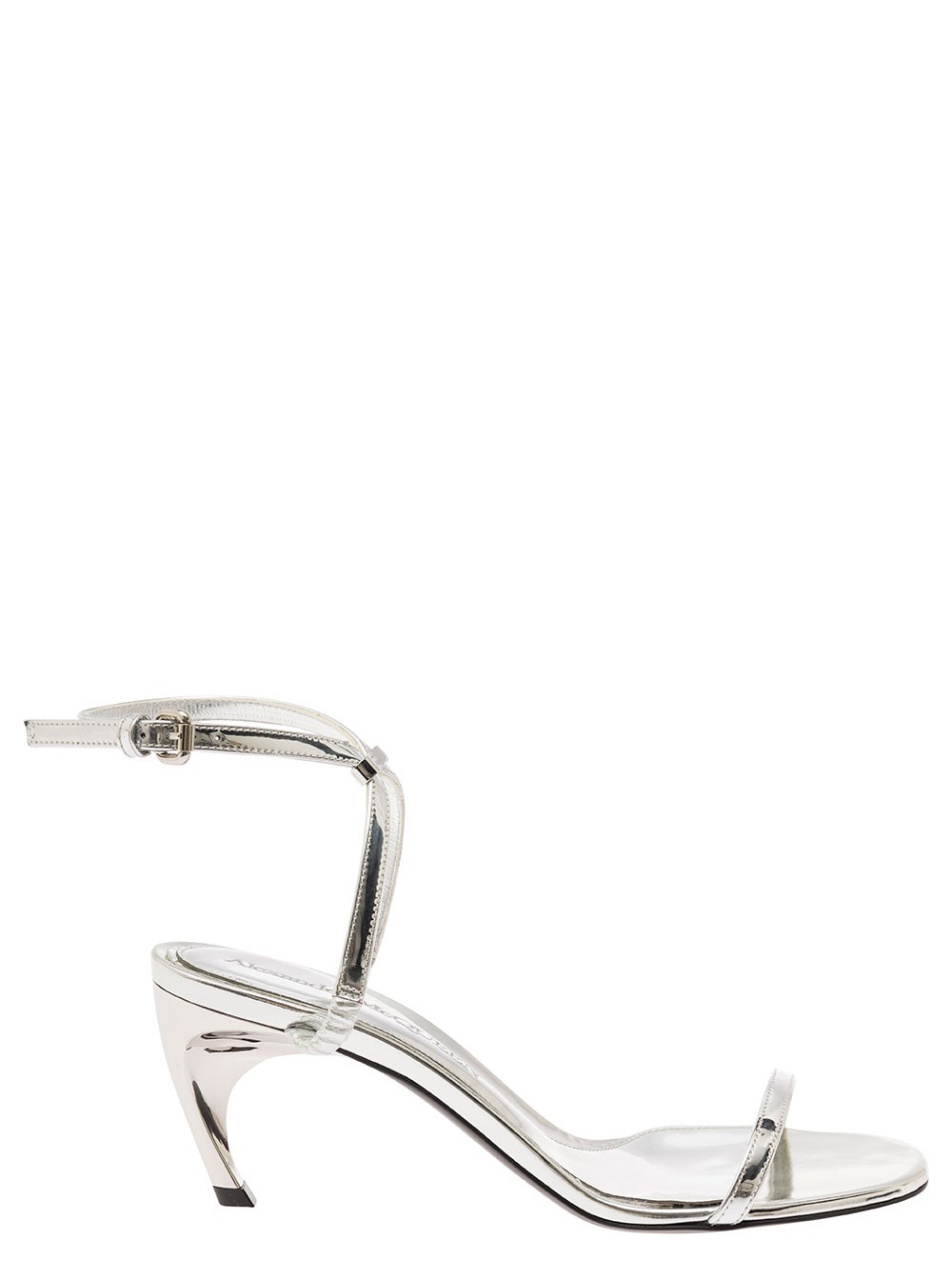 Alexander McQueen Sandali con Tacco Armadillo in Pelle Metallizzata Donna