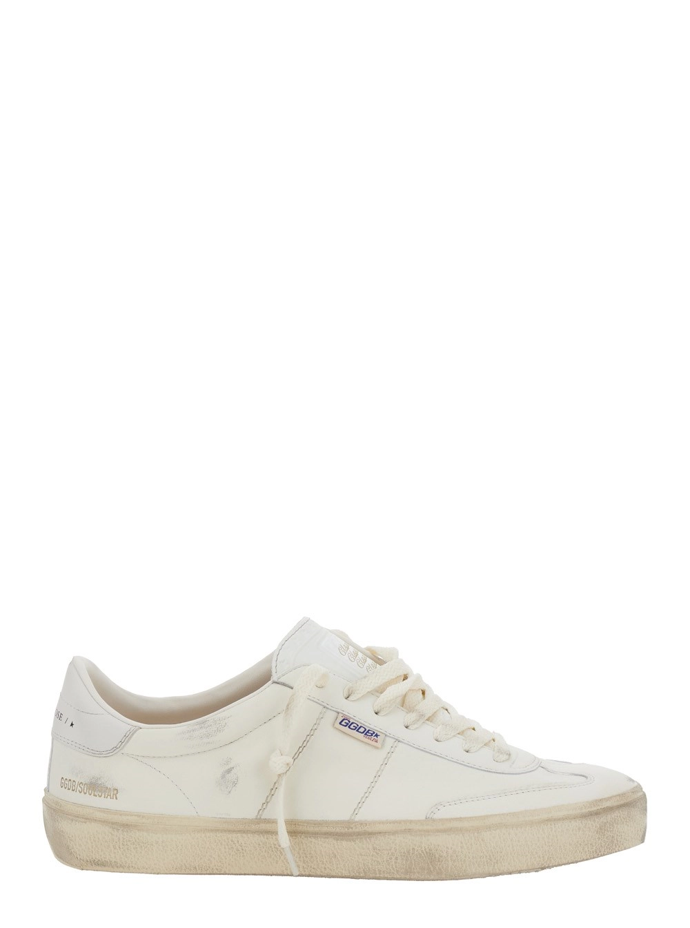 Golden Goose Sneaker Basse 'Soul-Star' con Tallonetta Metallizzata in Pelle Bianche Uomo