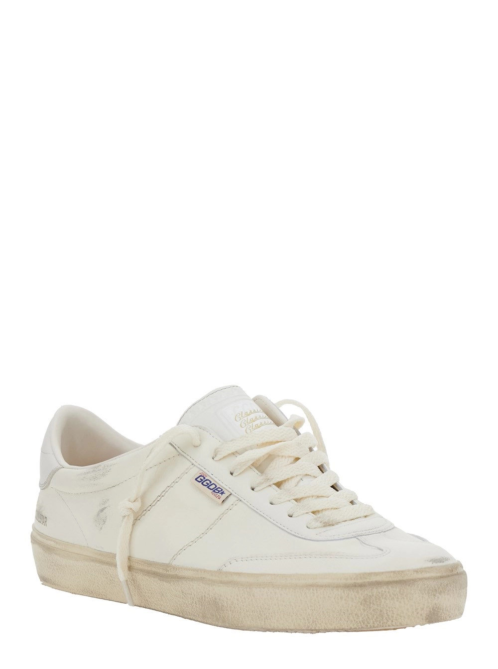 Golden Goose Sneaker Basse 'Soul-Star' con Tallonetta Metallizzata in Pelle Bianche Uomo, view 2