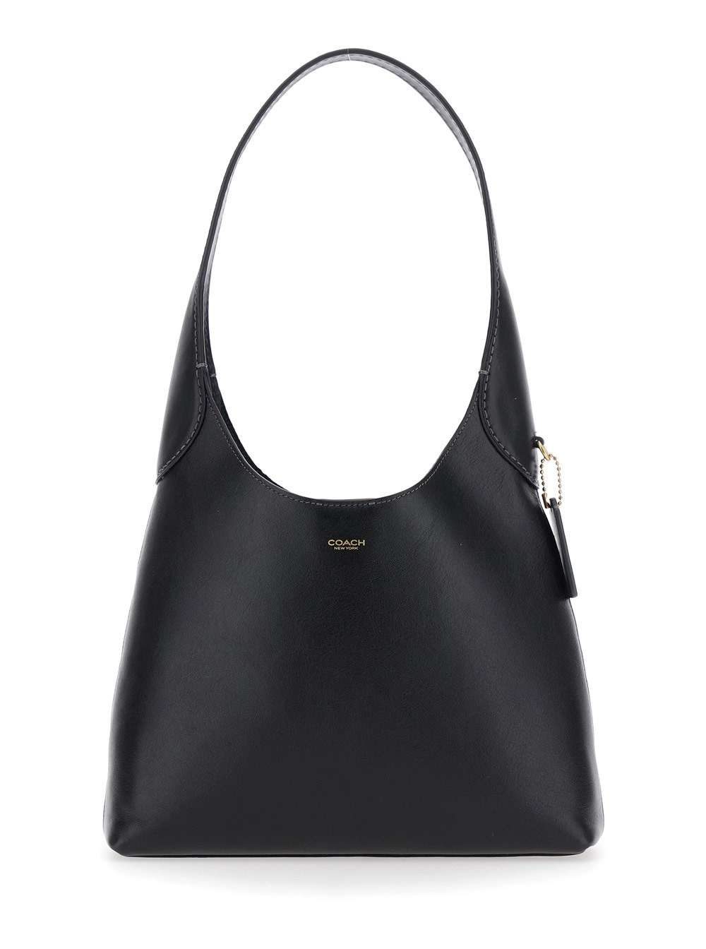 Coach Borsa a Spalla 'Brooklyn Piccola' con Logo Lettering sul Fronte in Pelle Nera Donna