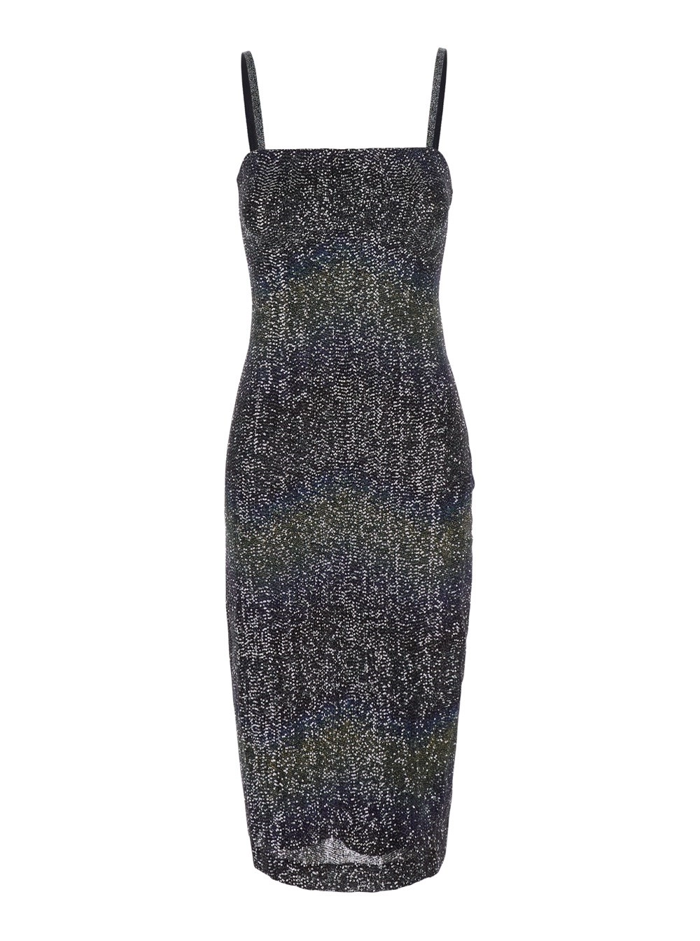 Missoni Abito Midi con Spalline Sottili e Motivo ZigZag con Paillettes All-Over in Tessuto Tecnico Multicolor Donna