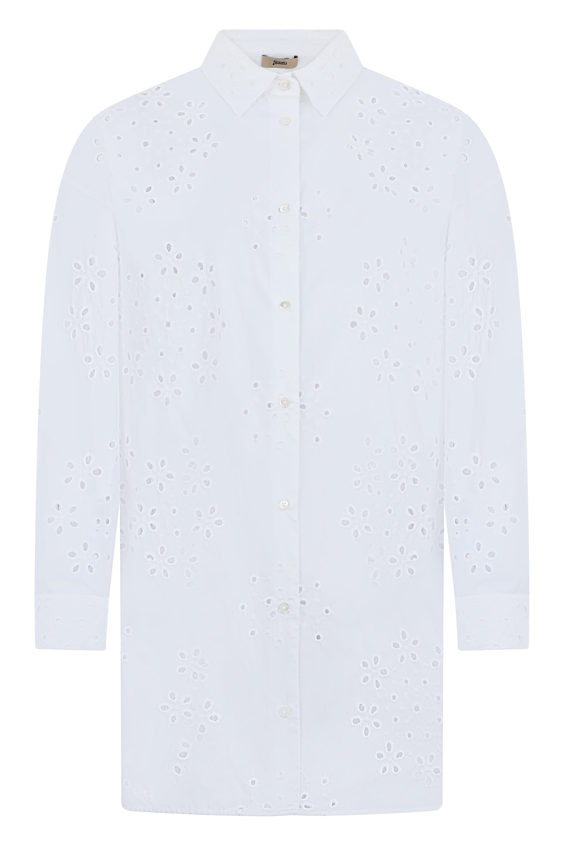 Herno Camicia in cotone con pizzo sangallo