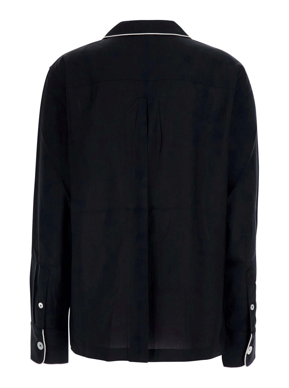 Toteme Camicia con colletto e dettagli a contrasto in seta nera donna, view 2
