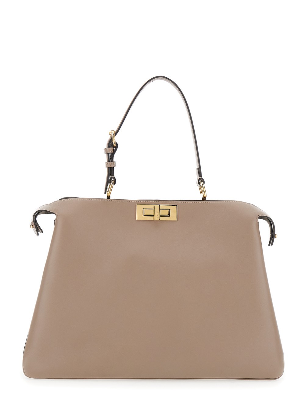 Fendi Borsa a Mano 'Pekaboo Soft Grande' con Chiusura a Girello in Pelle Grigia Donna