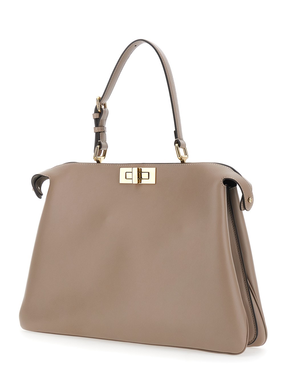 Fendi Borsa a Mano 'Pekaboo Soft Grande' con Chiusura a Girello in Pelle Grigia Donna, view 2
