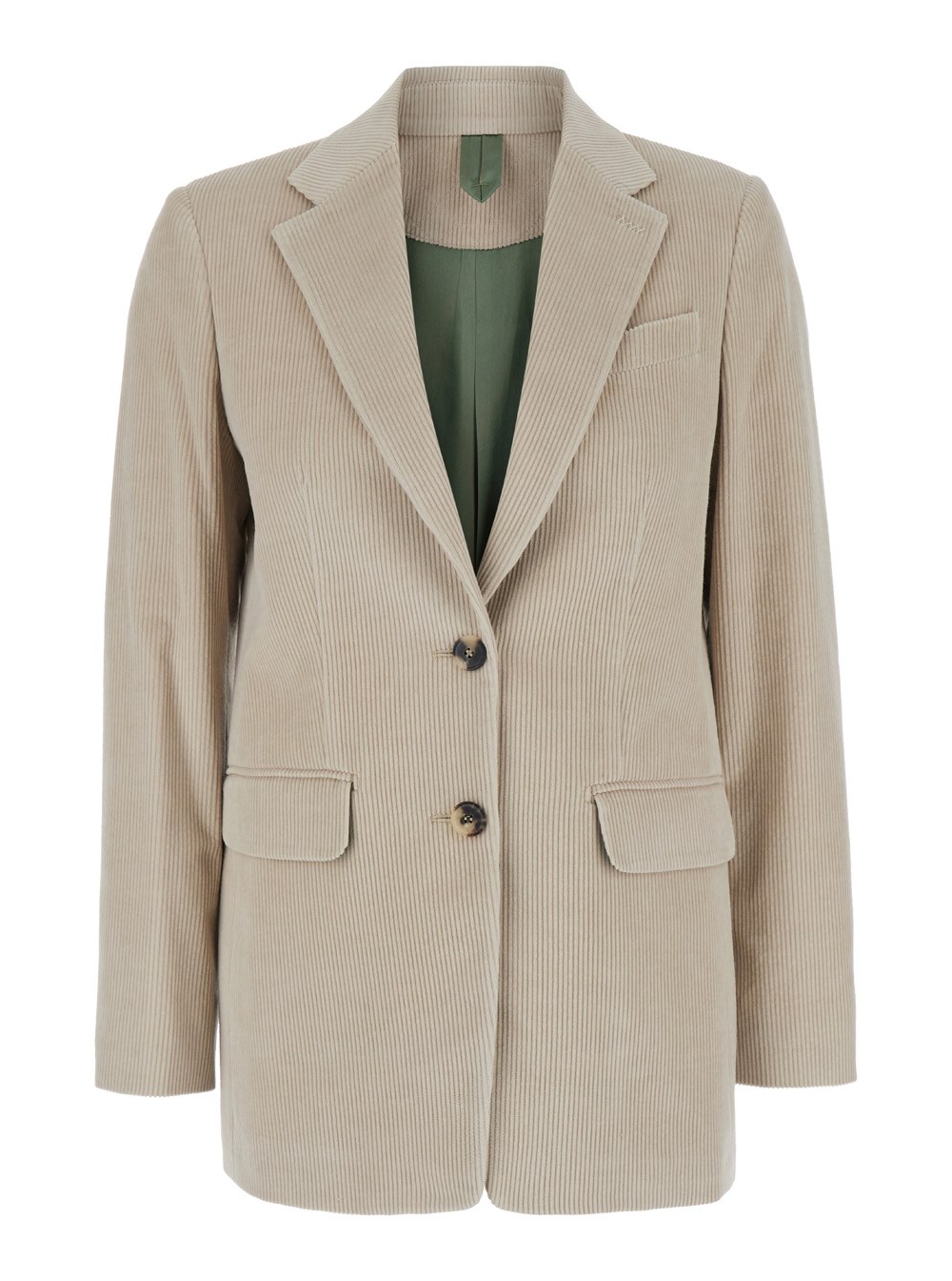 Max Mara Giacca 'Kuban' Monopetto con Revers Classici in Misto Cotone Beige Donna