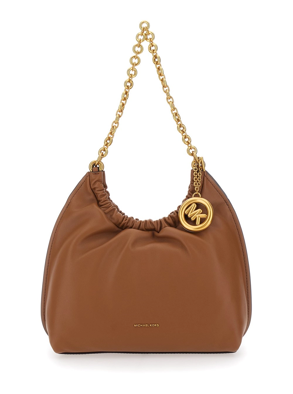 Michael michael kors Borsa a spalla 'Indie Piccola' con tracolla con catena e placca logo sul fronte in pelle marrone donna