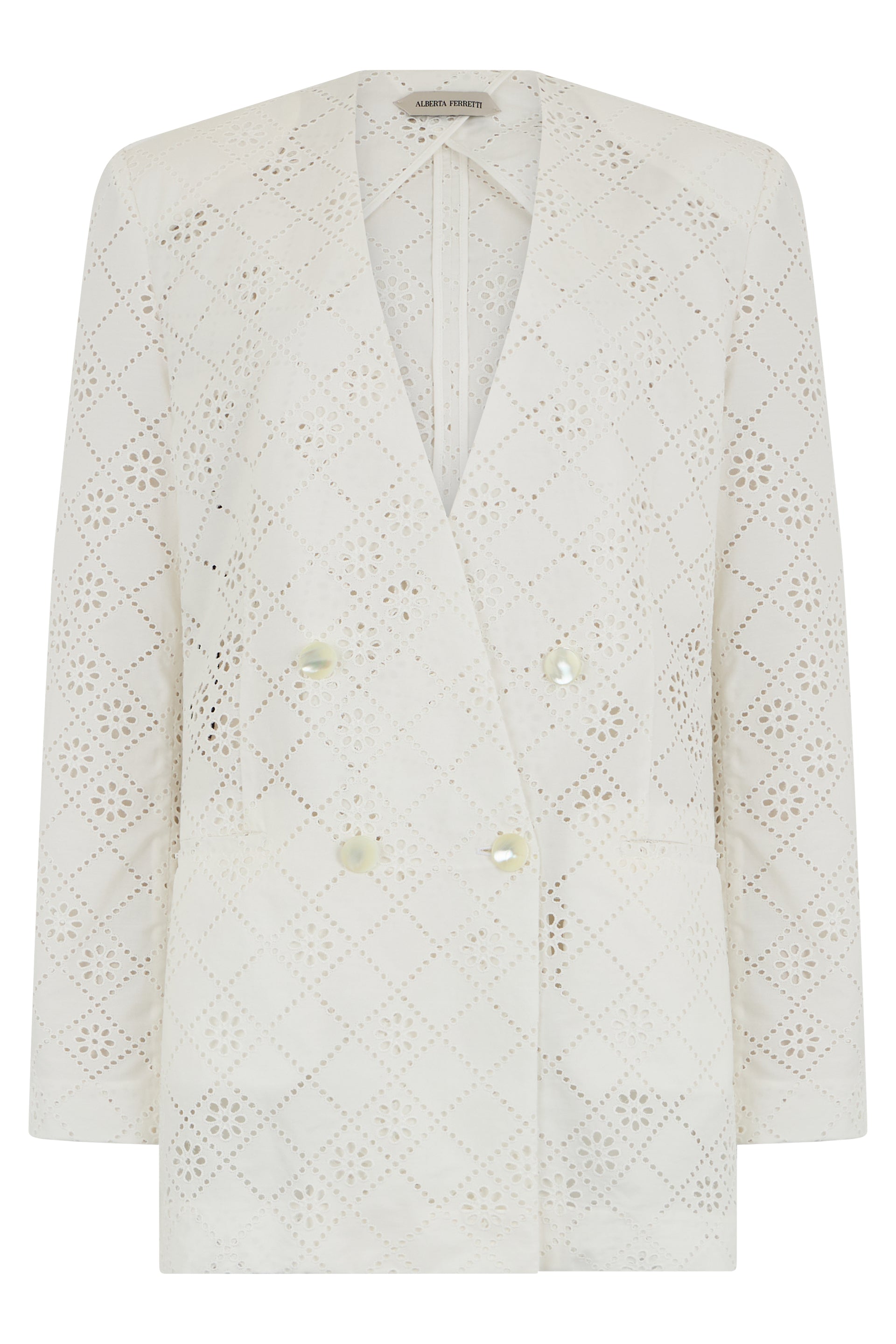 Alberta Ferretti Blazer in misto cotone a doppiopetto