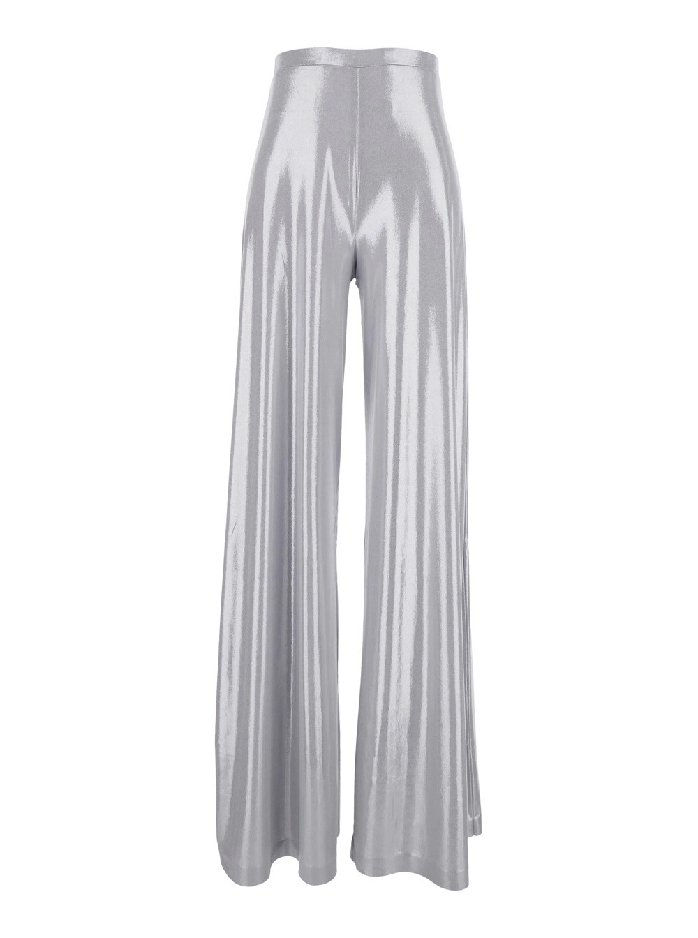 Norma kamali Pantaloni 'Bias' con Vita Alta e Gamba Larga in Tessuto Tecnico Metallici Donna