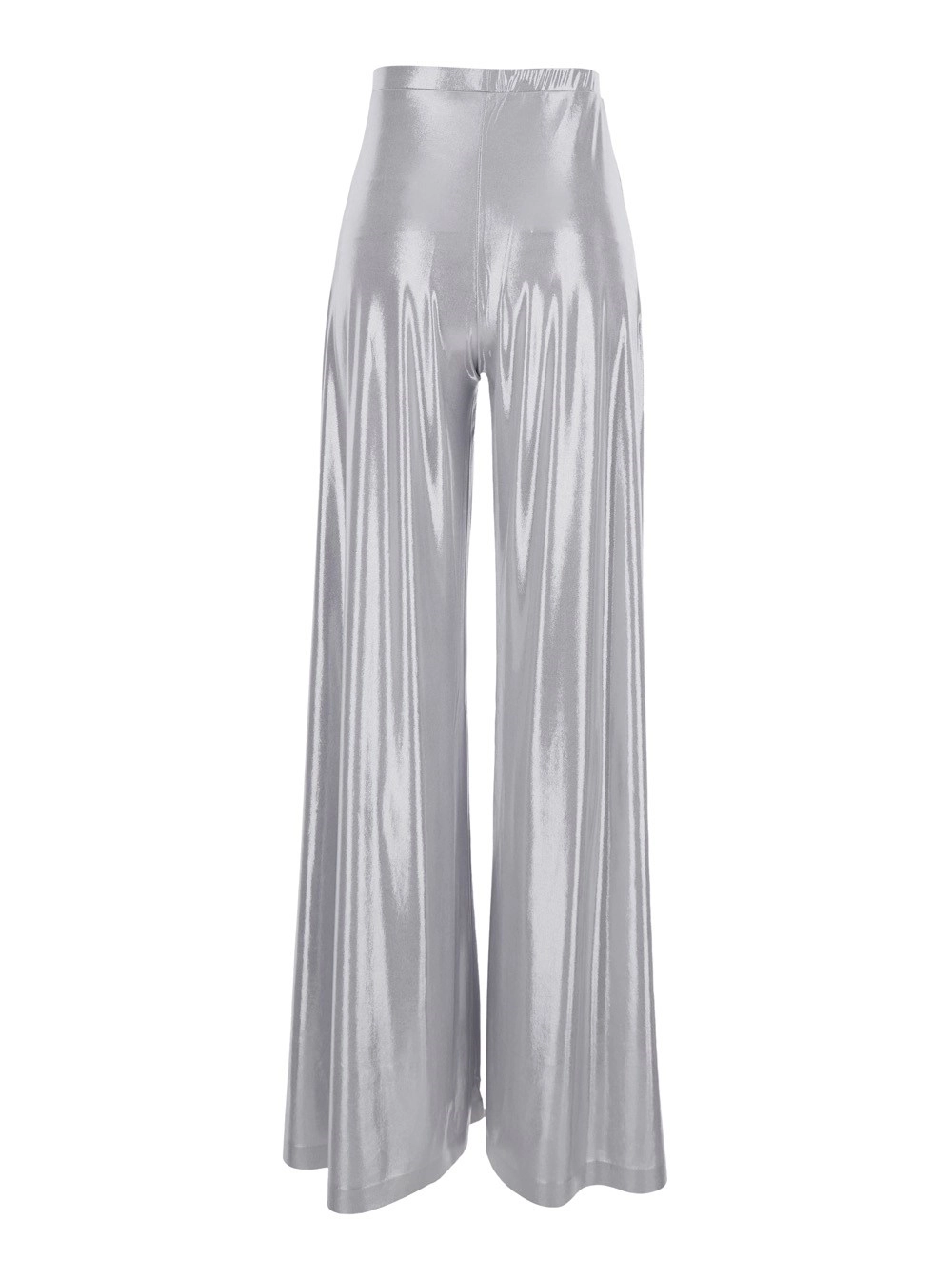 Norma kamali Pantaloni 'Bias' con Vita Alta e Gamba Larga in Tessuto Tecnico Metallici Donna, view 2