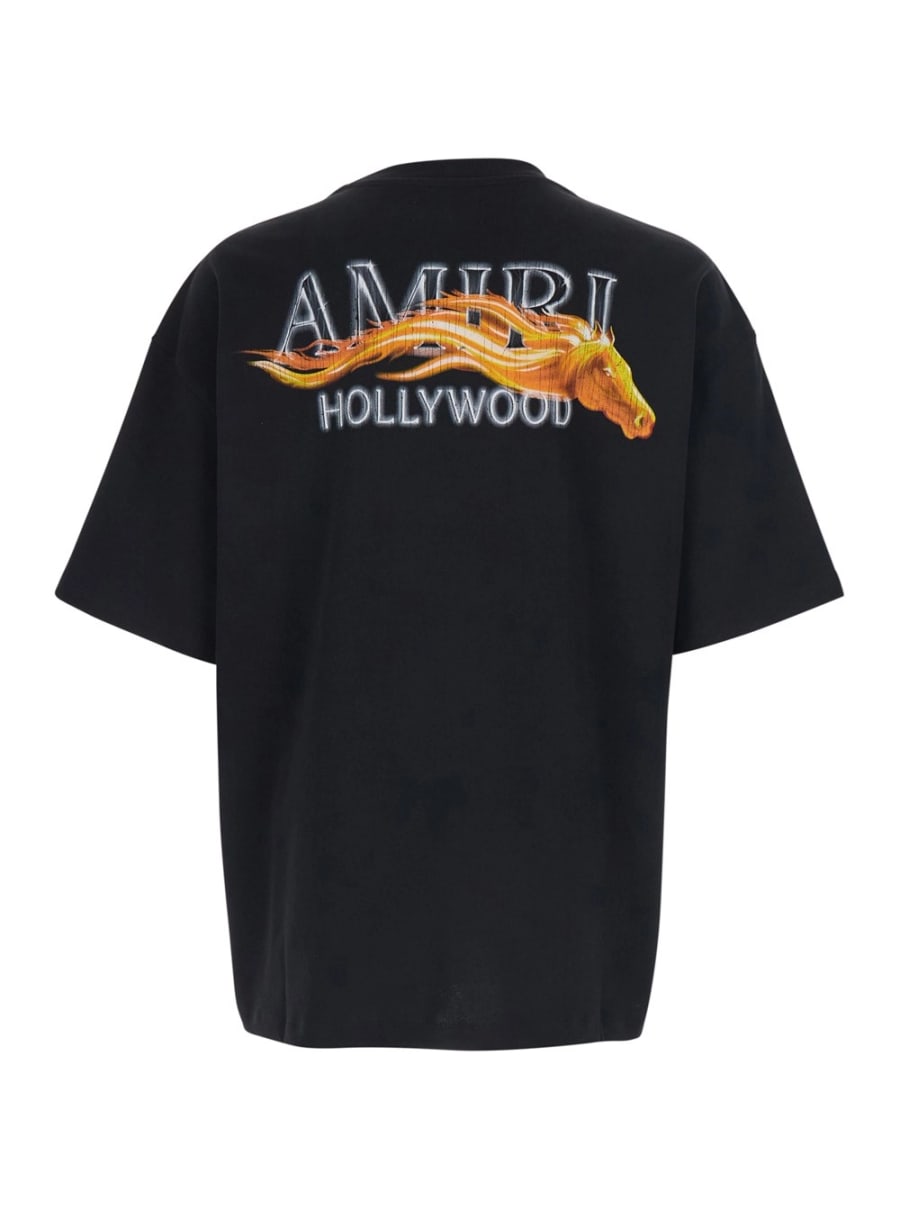 Amiri T-Shirt con Stampa Logo su Fronte e sul Retro in Cotone Nera Uomo, view 2
