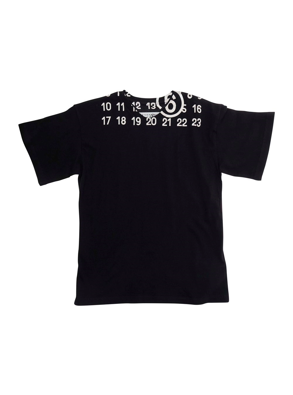 Mm6 maison margiela kids T-Shirt Nera con Logo Numerico sul Fronte e Dettaglio Logo sul Retro in Cotone Bambino