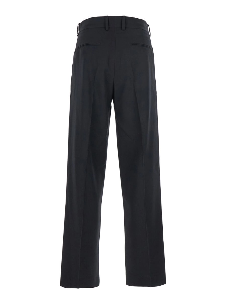 Drôle de monsieur Pantalone 'Le Pantalon Golfeur' con Chiusura Nascosta sul Fronte in Misto Lana Nero Uomo, view 2