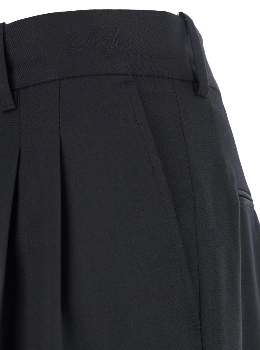 Drôle de monsieur Pantalone 'Le Pantalon Golfeur' con Chiusura Nascosta sul Fronte in Misto Lana Nero Uomo, view 3