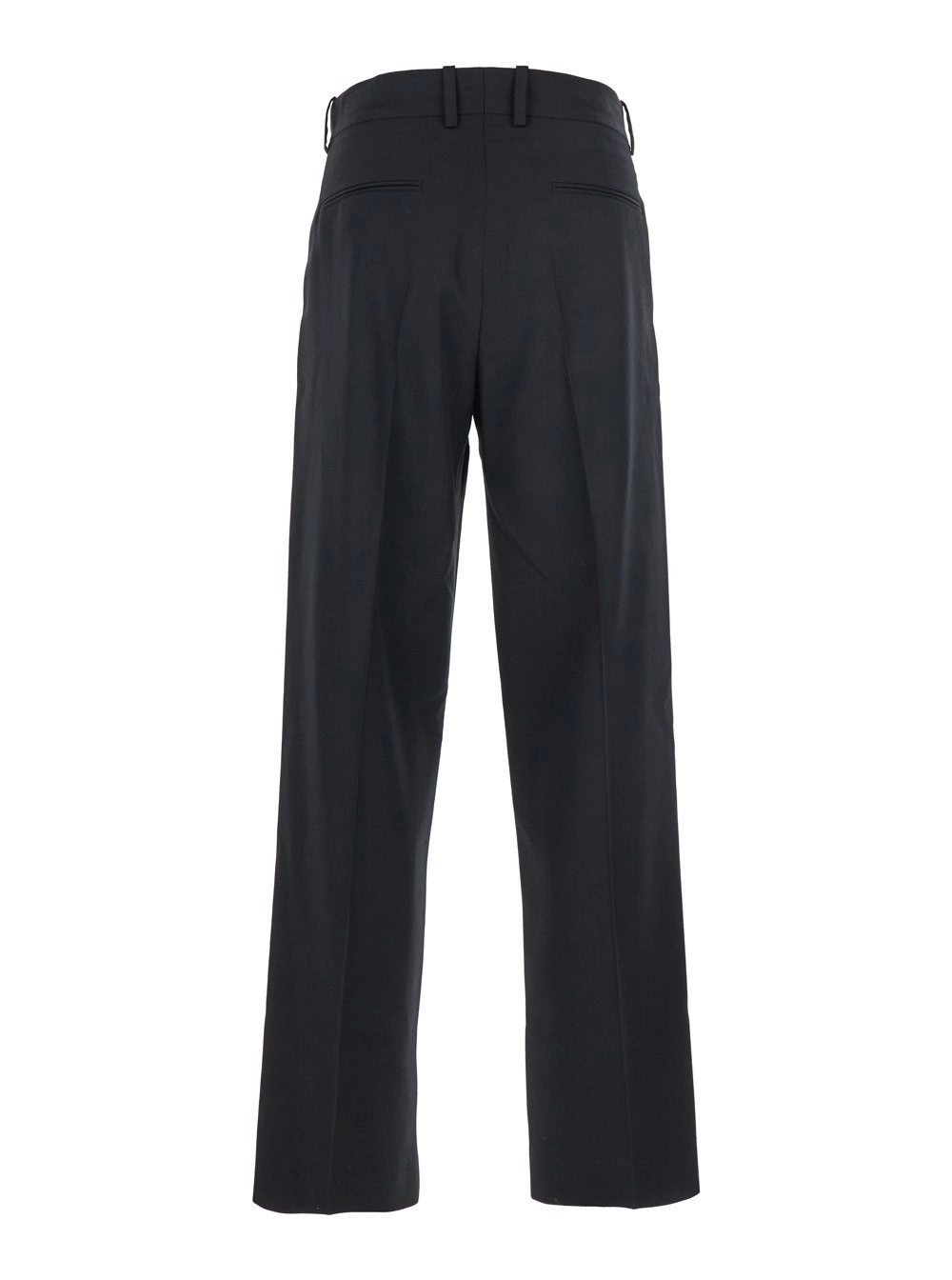 Drôle de monsieur Pantalone 'Le Pantalon Golfeur' con Chiusura Nascosta sul Fronte in Misto Lana Nero Uomo, view 2