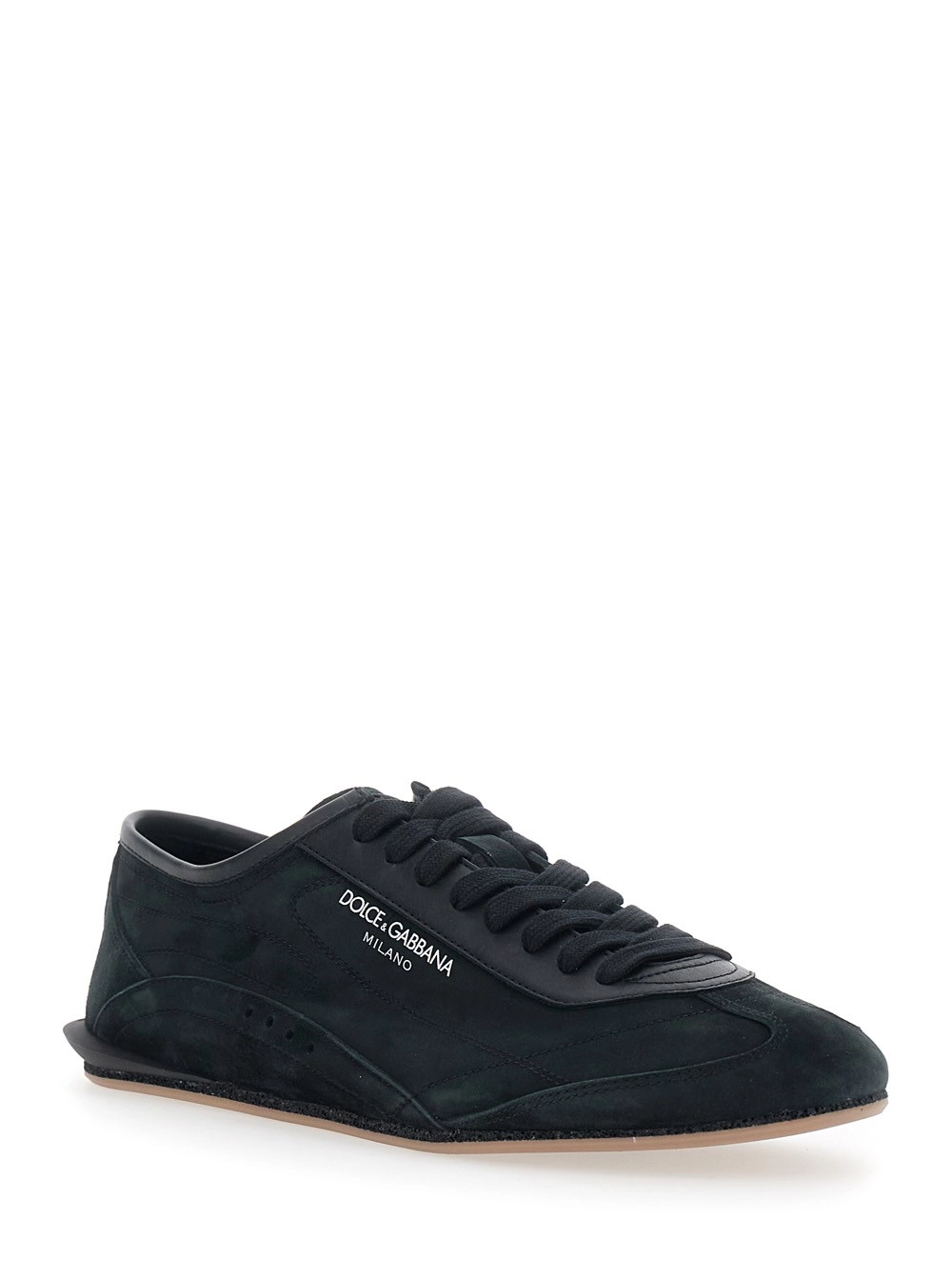 Dolce & Gabbana Sneakers 'Gimondi Plus' con patch logo sul lato in pelle scamosciata nere uomo, view 2