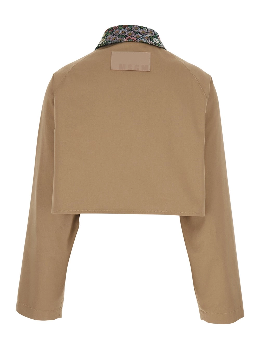 Msgm Giubbotto Beige con stampa floreale e patch logo sul retro in Cotone Donna, view 2