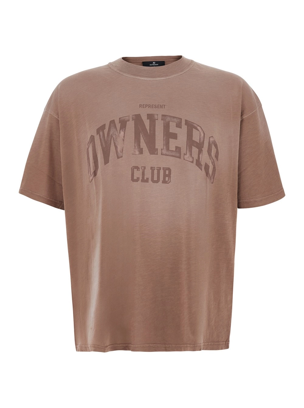Represent T-shirt girocollo con maxi stampa sul fronte in cotone beige sbiadita uomo