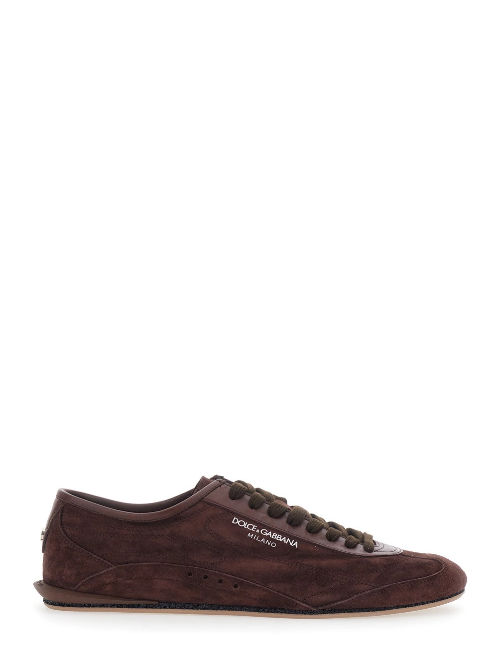 Dolce & Gabbana Sneakers Gimondi Plus' Low Top con Logo Lettering sul Lato in Pelle Scamosciata Marroni Uomo