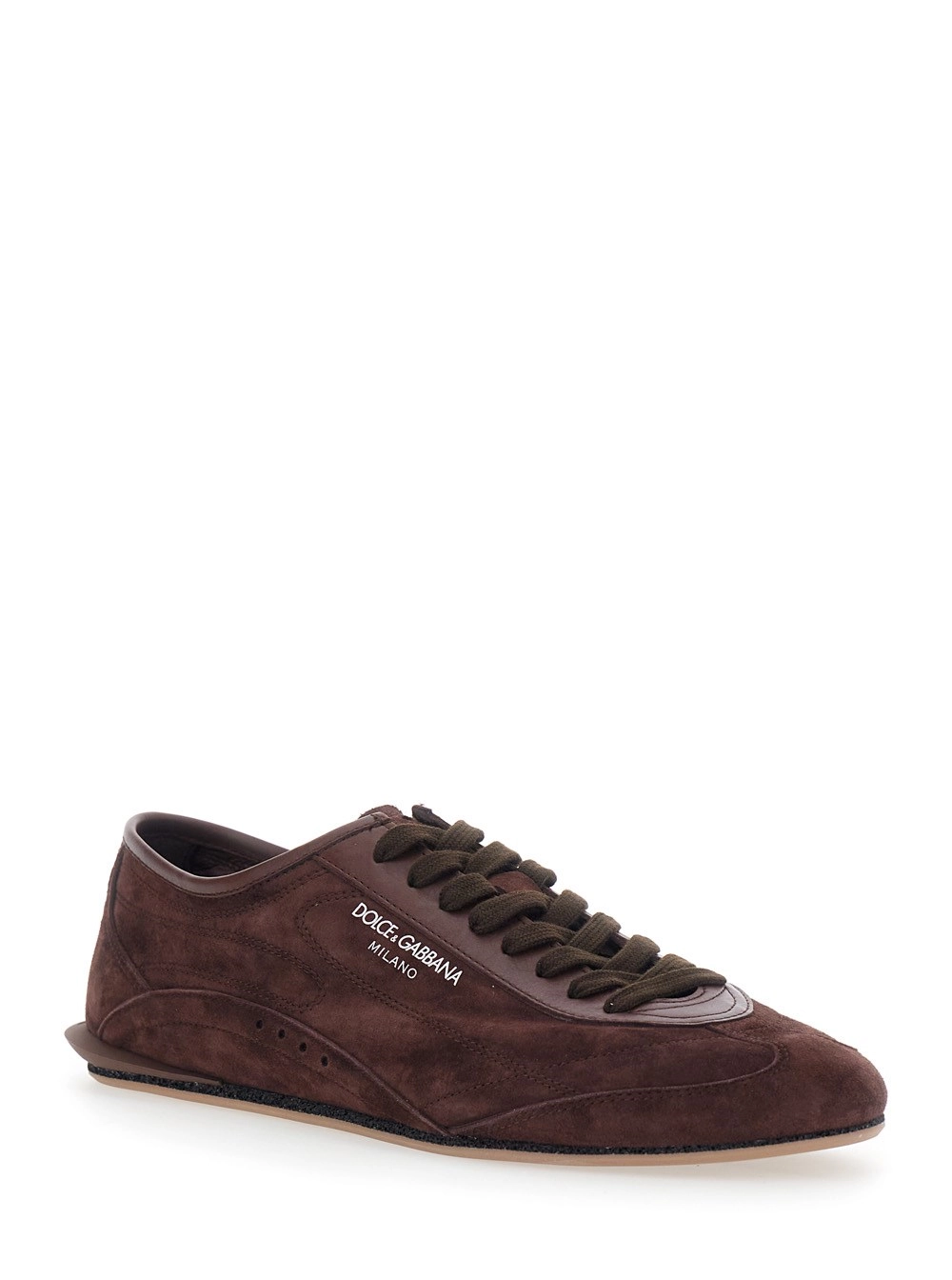 Dolce & Gabbana Sneakers Gimondi Plus' Low Top con Logo Lettering sul Lato in Pelle Scamosciata Marroni Uomo, view 2