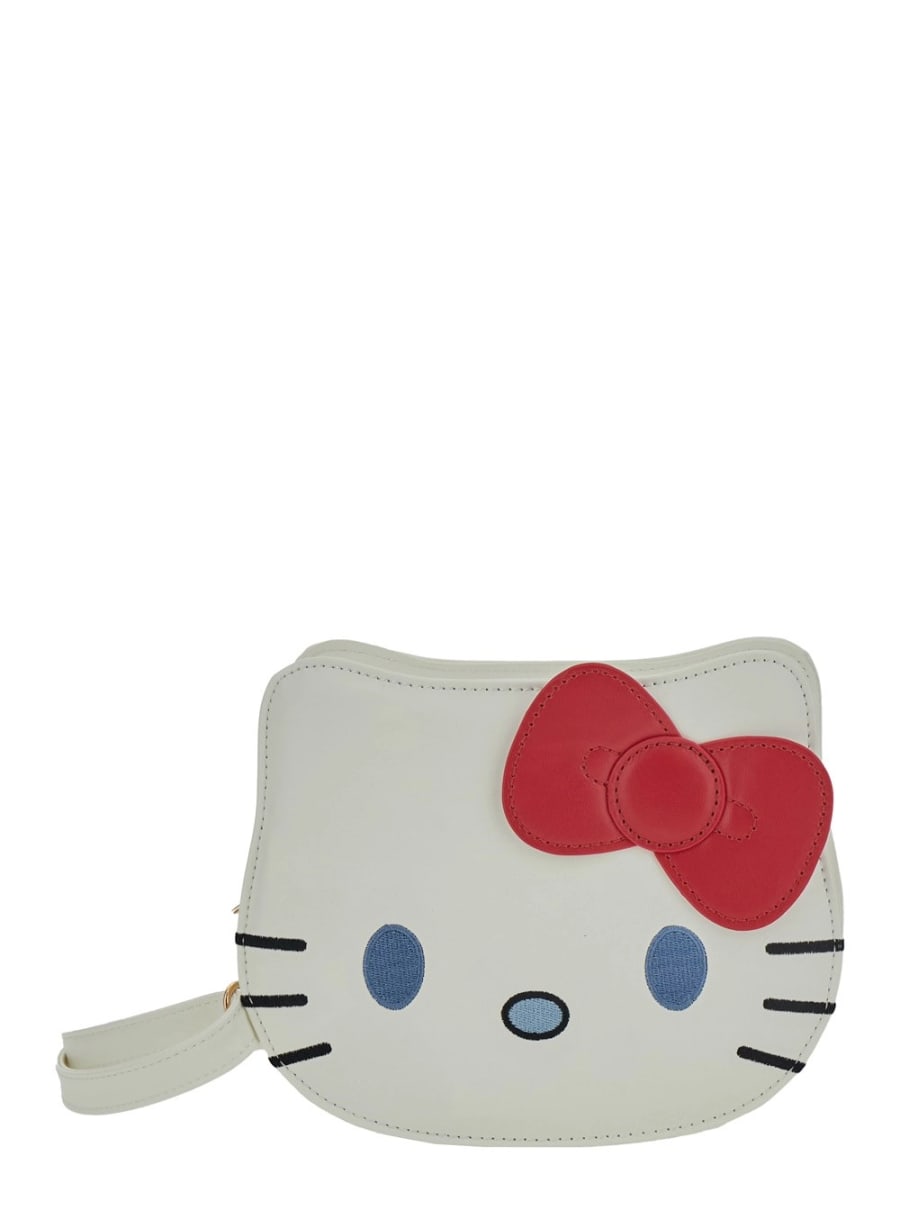 Monnalisa kids Borsa a Tracolla 'Hello Kitty' con Silhouette e Tracolla Regolabile in Tessuto Tecnico Bianca Bambina