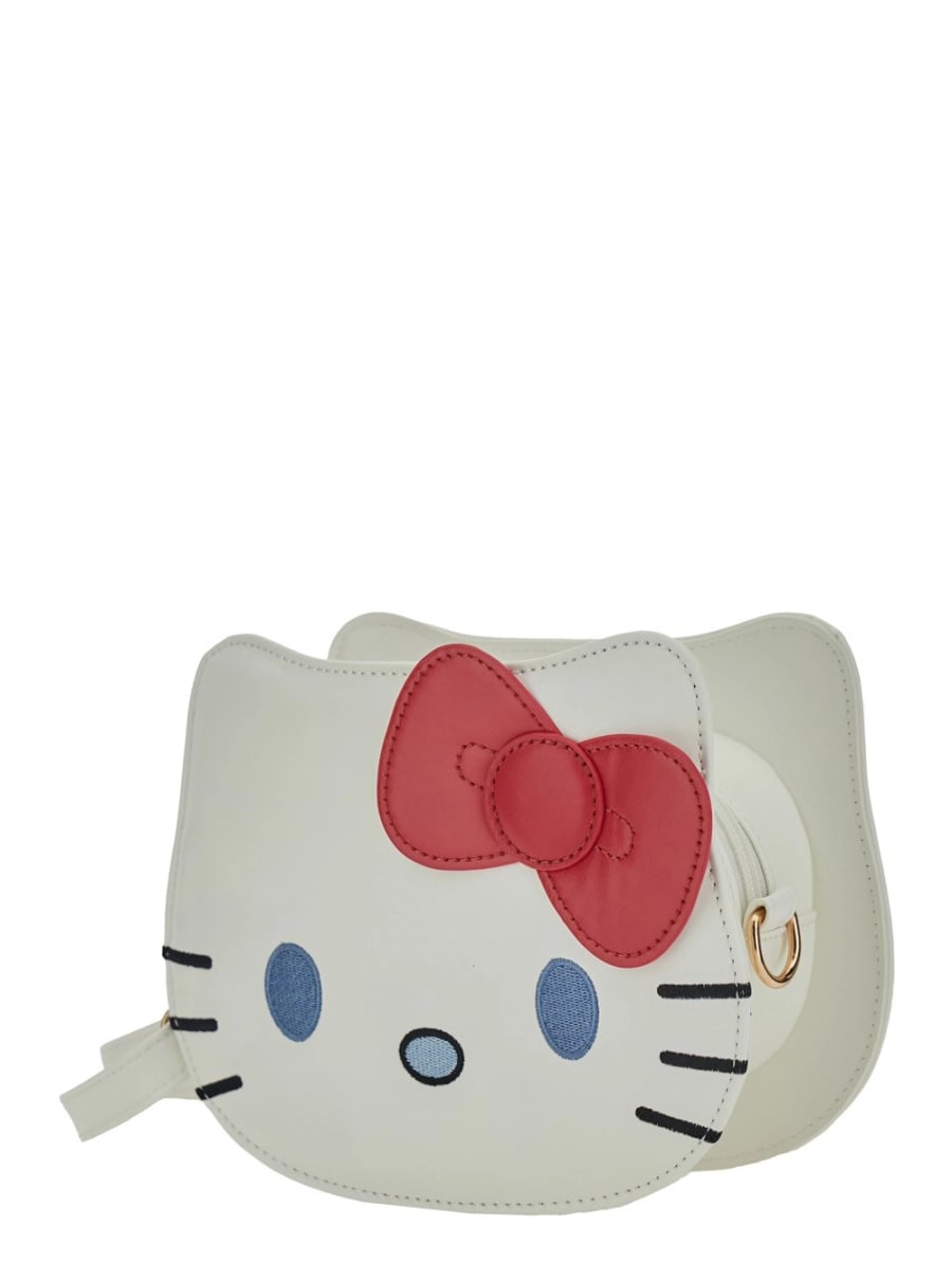 Monnalisa kids Borsa a Tracolla 'Hello Kitty' con Silhouette e Tracolla Regolabile in Tessuto Tecnico Bianca Bambina, view 2
