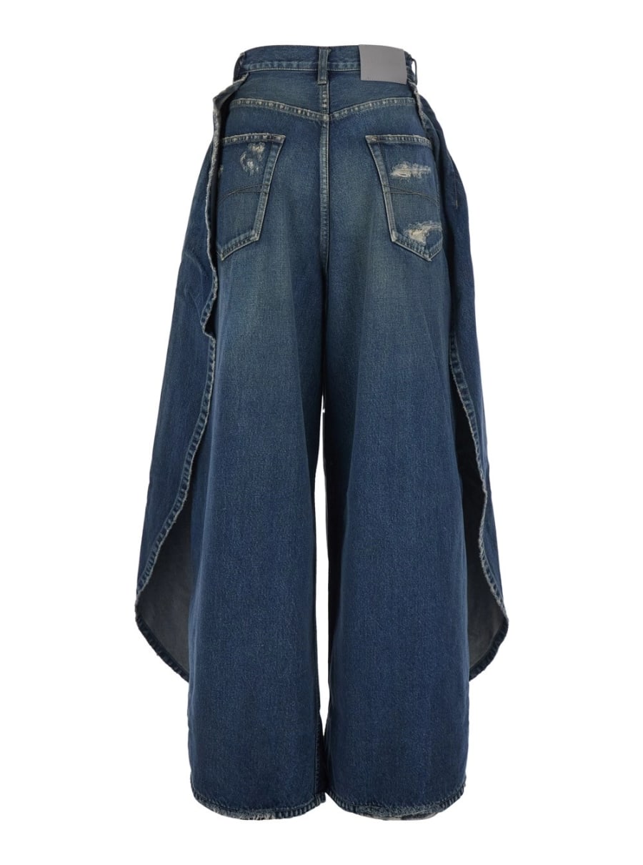 Balenciaga Jeans con Design Asimmetrico a Pannelli e Patch logo sul Retro in Denim Blu Donna, view 2