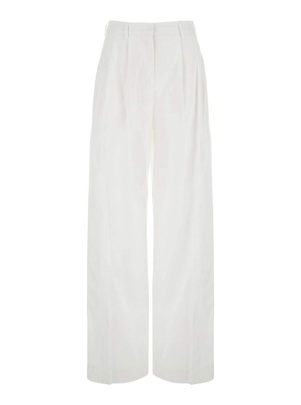Leplain Pantaloni con pences sul fronte in cotone bianchi donna