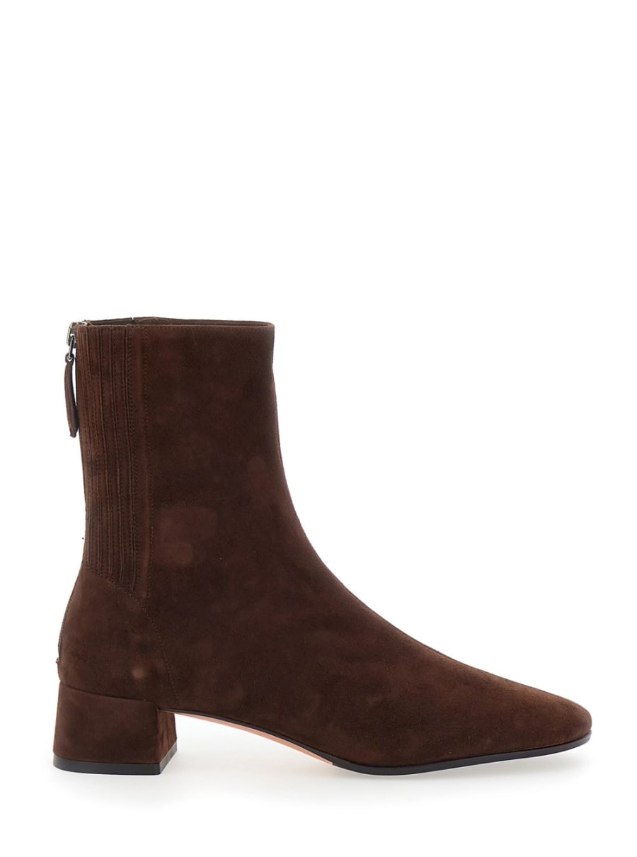 Aquazzura Stivaletti alla Caviglia 'SAINT HONORE' con chiusura con zip sul retro in suede marroni Donna