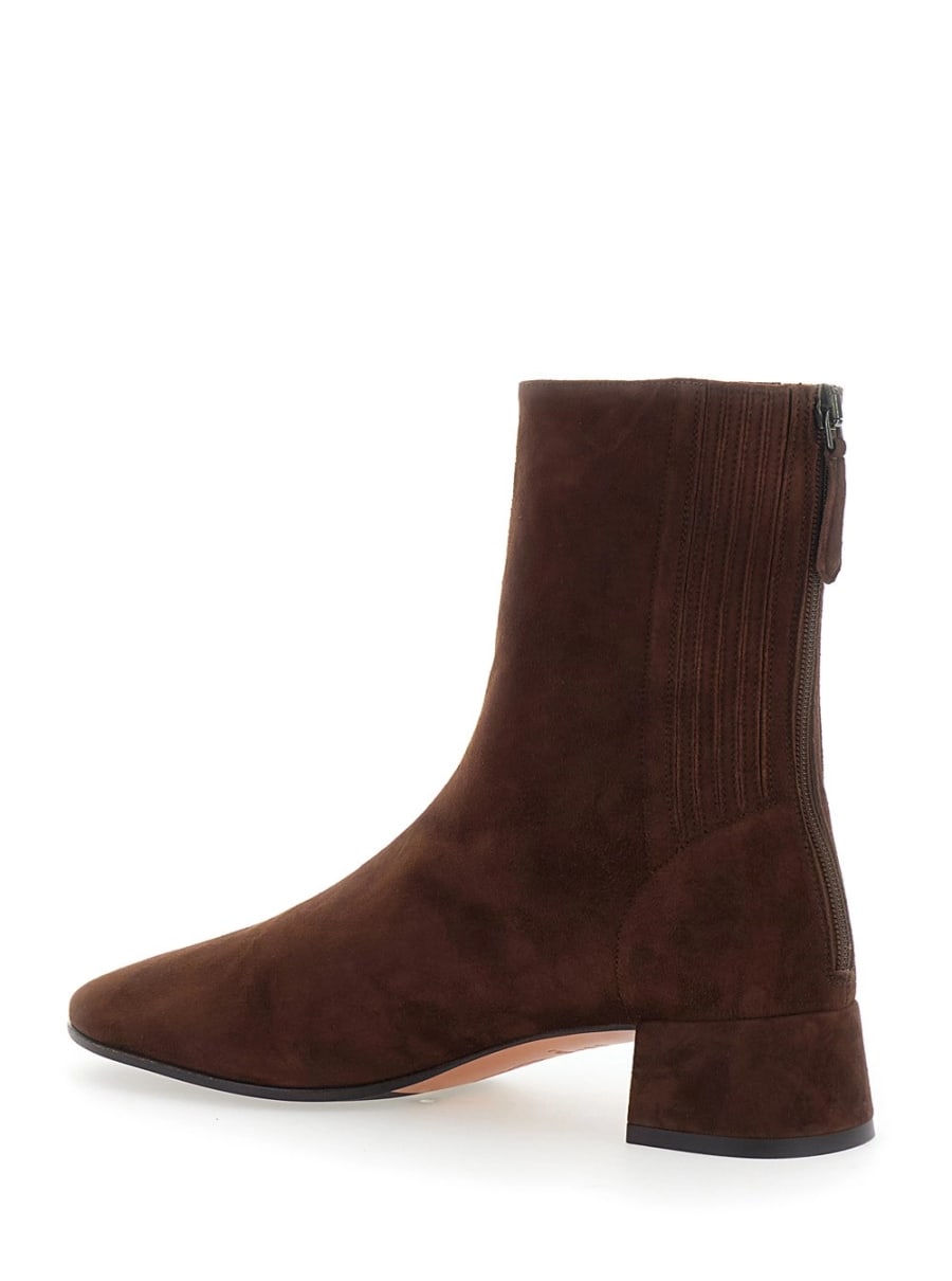 Aquazzura Stivaletti alla Caviglia 'SAINT HONORE' con chiusura con zip sul retro in suede marroni Donna, view 3