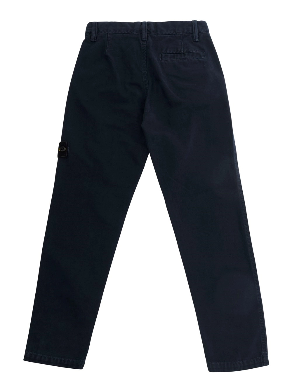 Stone island kids Pantaloni con patch logo sul fronte in tessuto tecnico blu bambino, view 2