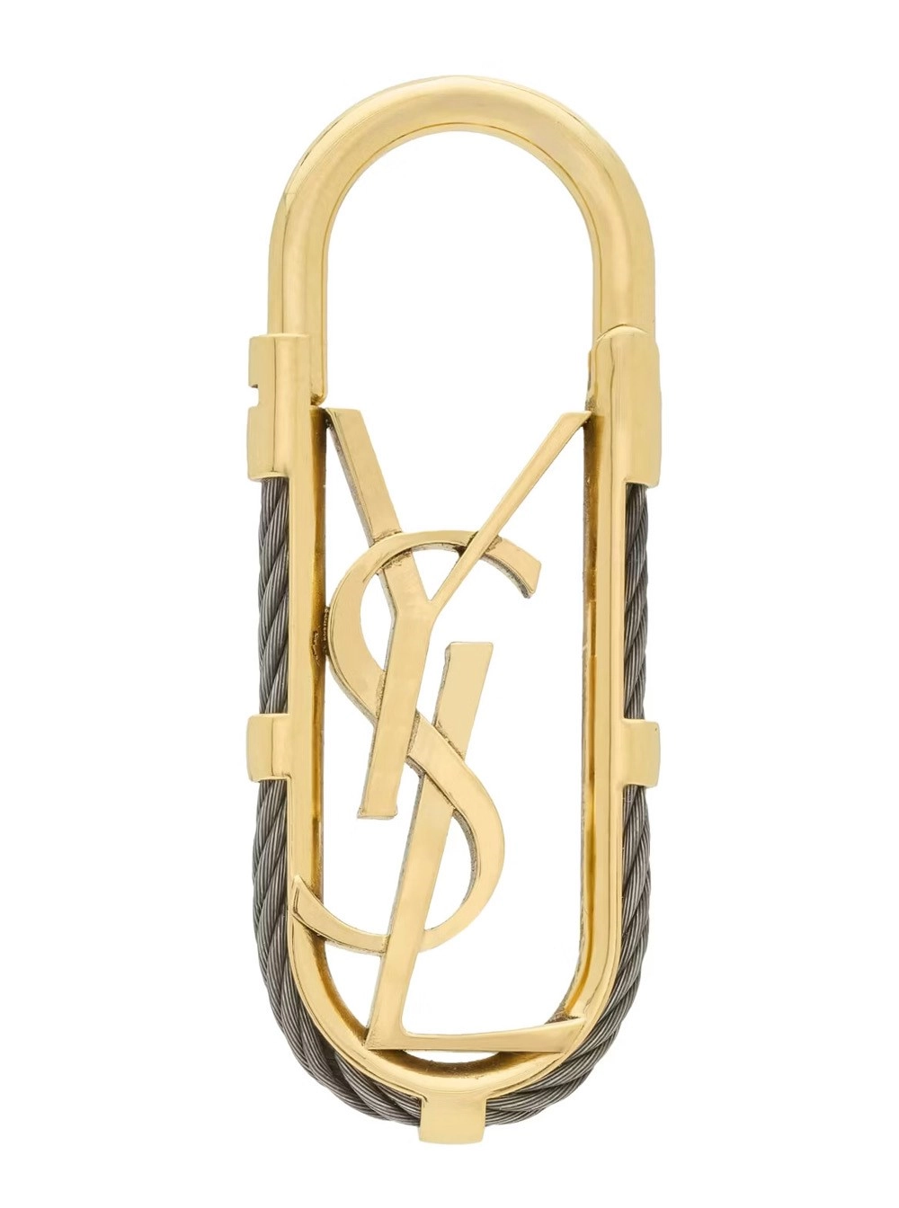 Saint Laurent Portachiavi con design con logo YSL in metallo color oro uomo