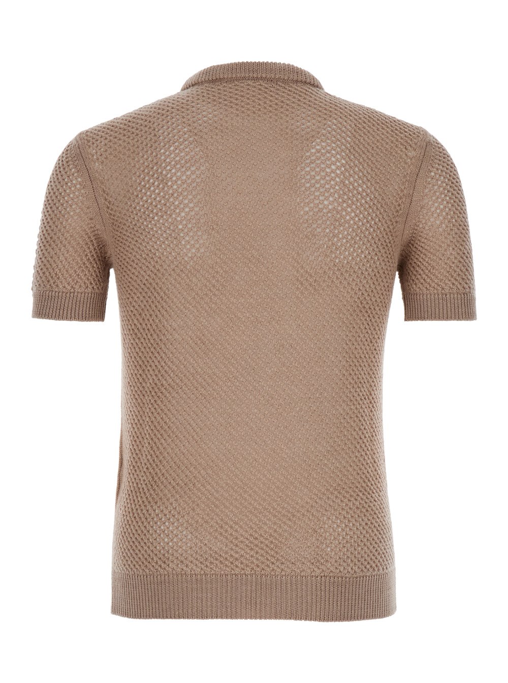 Fendi Maglia con Lavorazione a Punto Aperto in Lana Beige Uomo, view 2