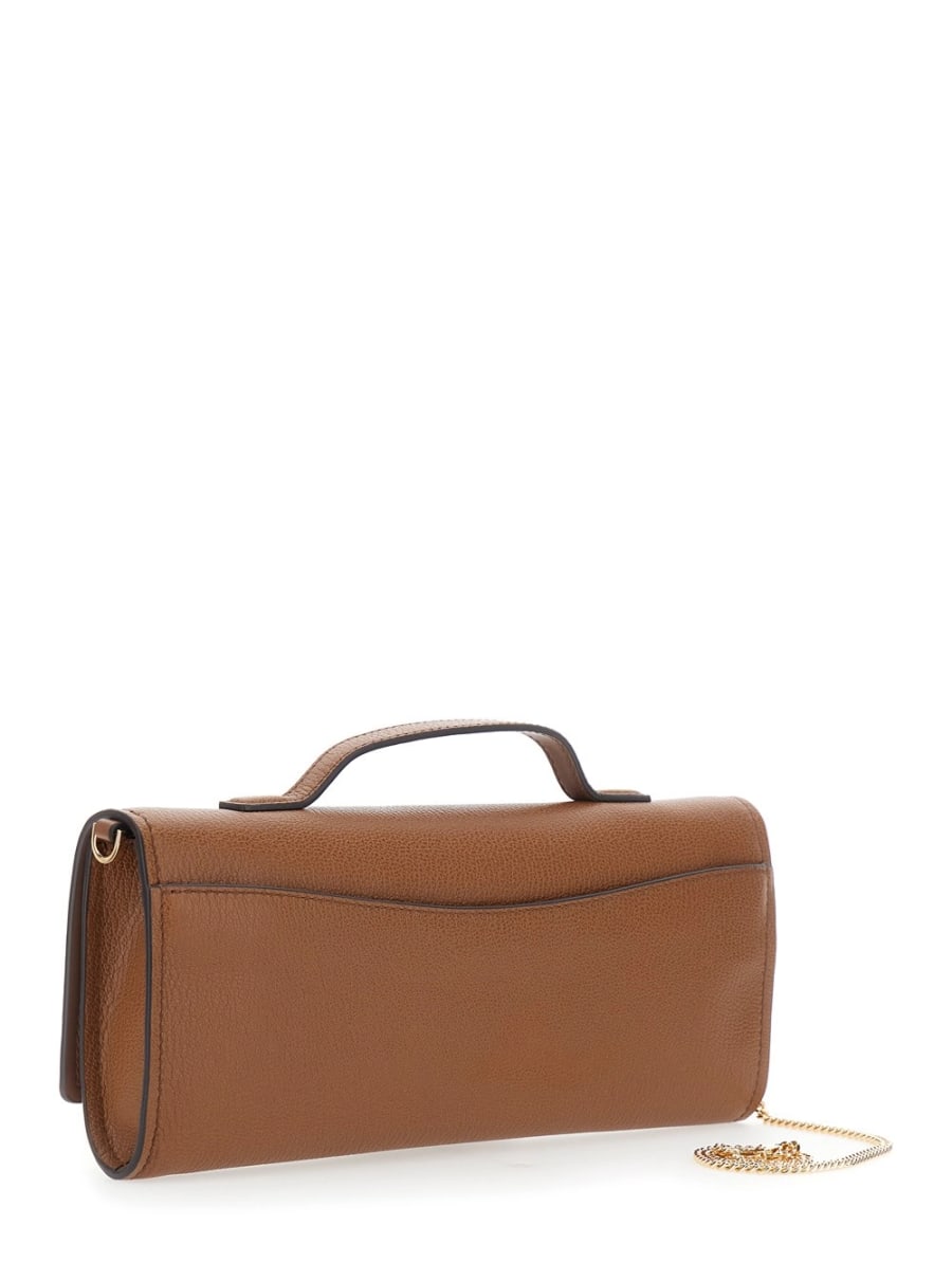 Michael michael kors Pochette 'Hamilton' con Tracolla a Catena Removibile e Chiusura con Placca Logo sul Fronte in Pelle Martellata marrone Donna, view 3
