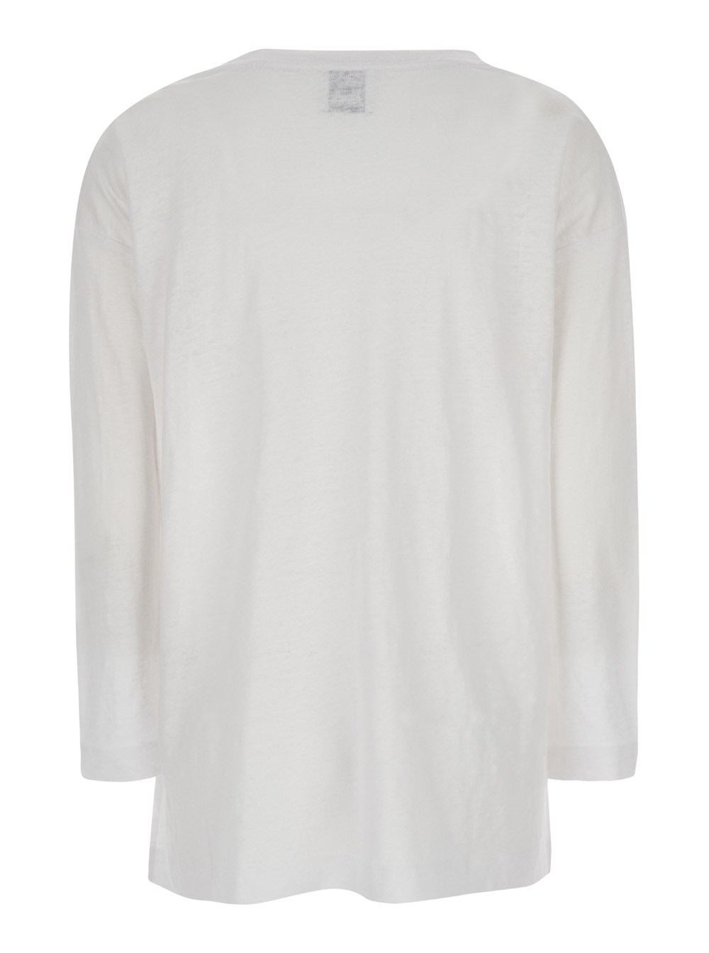 Allude Camicia con Scollo a Barchetta in Lino Bianco Donna, view 2
