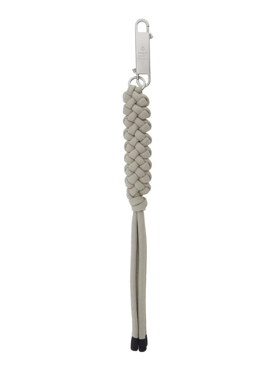 Rick owens x moncler Portachiavi 'Rick Owens X Moncler' con Placca con Logo Lettering e Design a Forma di Corda da Arrampicata in Tessuto e Metallo Grigio Unisex