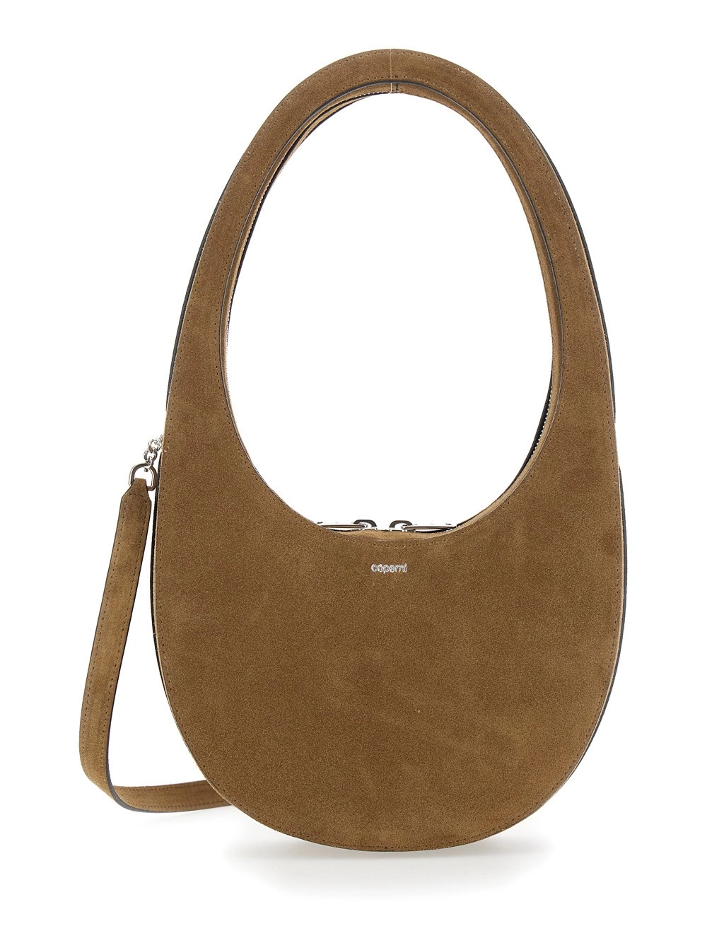 Coperni Borsa a Tracolla 'Swipe' con Logo Impresso e Tracolla Regolabile e Removibile in Pelle Scamosciata Marrone Donna