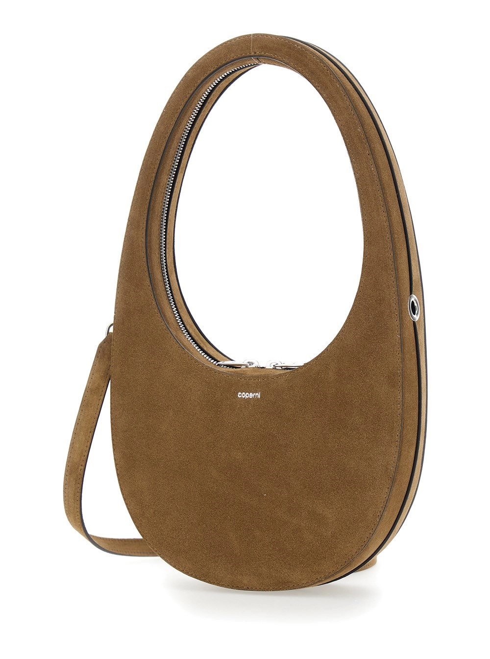 Coperni Borsa a Tracolla 'Swipe' con Logo Impresso e Tracolla Regolabile e Removibile in Pelle Scamosciata Marrone Donna, view 2