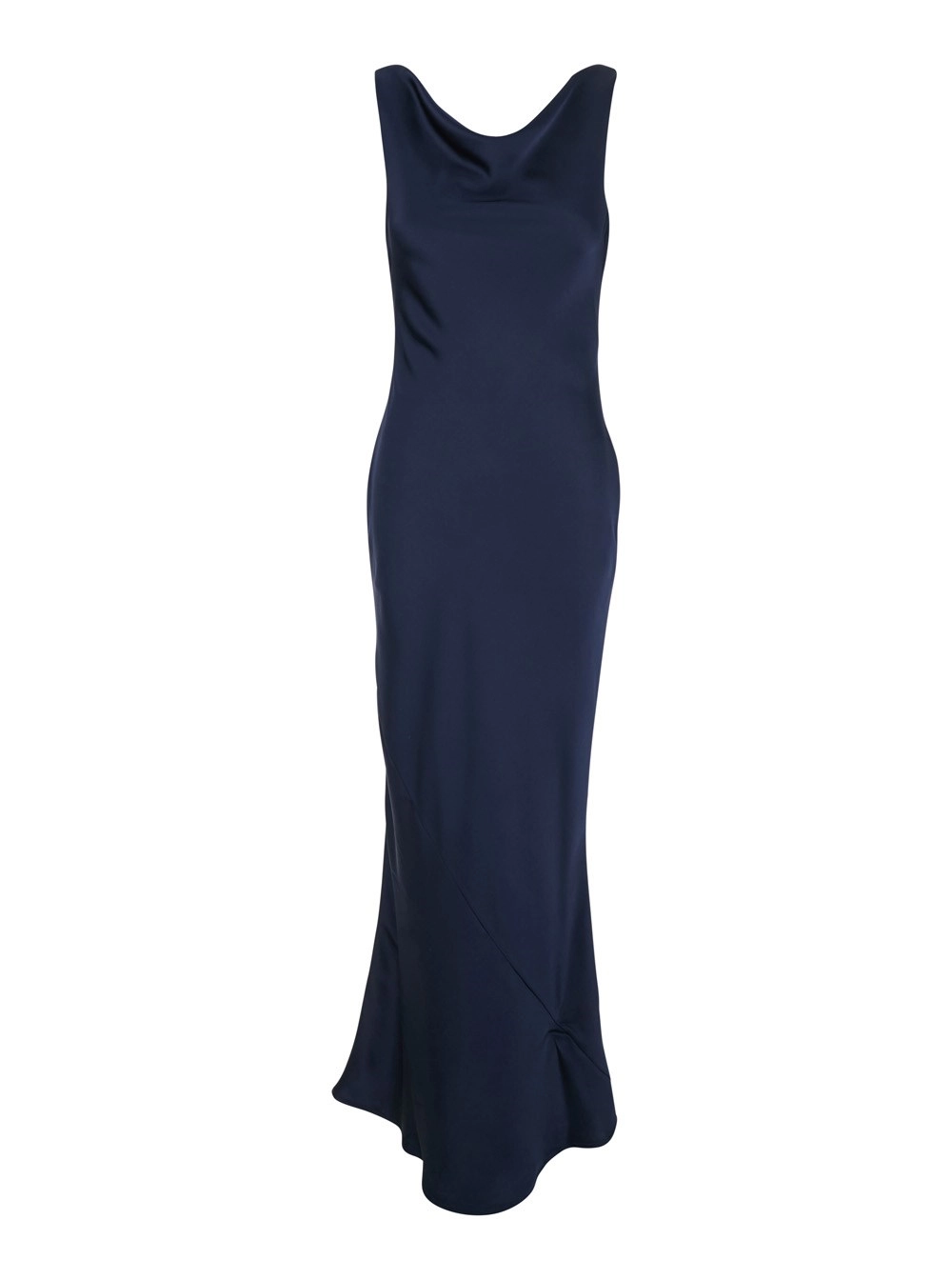 Leplain Abito Lungo con Scollo sul Fronte e sul Retro in Tessuto Tecnico Blu Donna