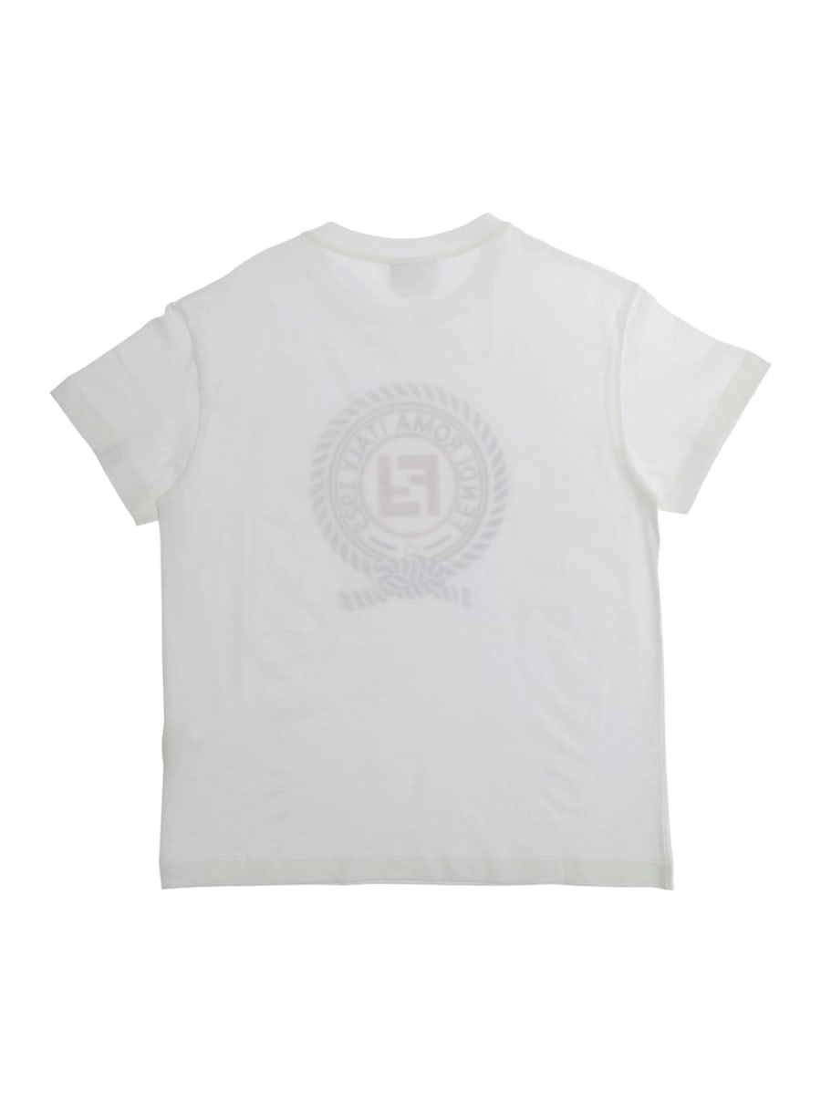 Fendi kids T-Shirt Bianco - T-Shirt con Logo a Stampa sul Fronte - In Cotone - Unisex, view 2